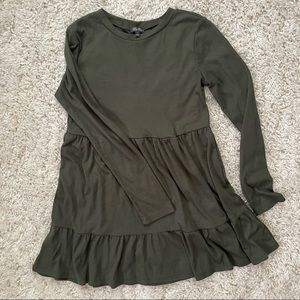 Long Sleeve Ribbed Dress Shirt Green
